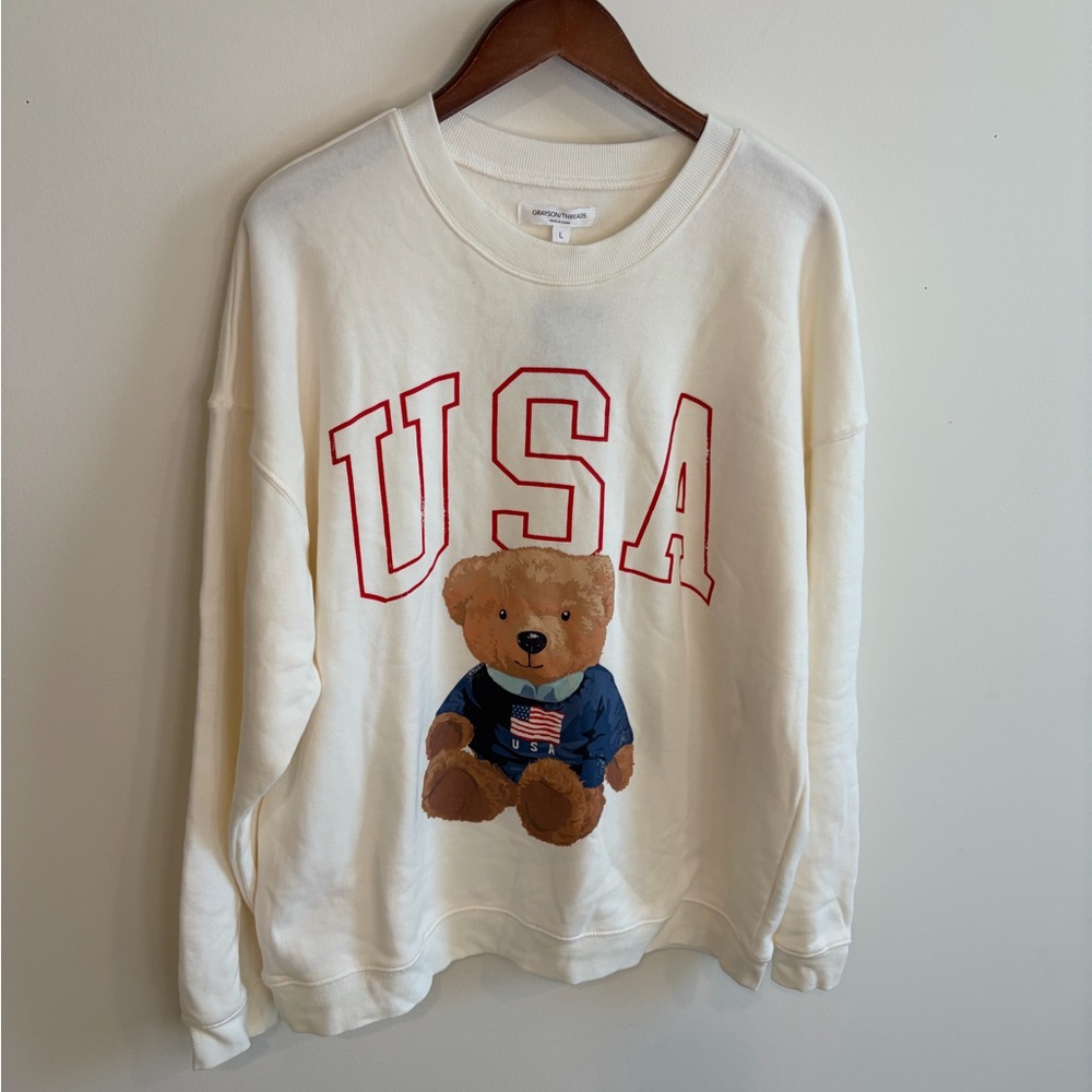 USA Teddy Bear Sweatshirt Size Large NWT - Picture 2 of 6